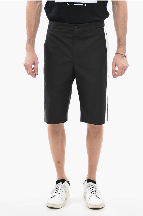 Alexander Mcqueen Side-stripe Bermuda Shorts In Black