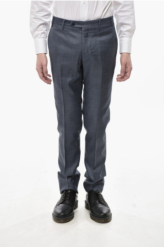 Corneliani 4-pocket Silk-blend Trousers With Belt Loops In Blue