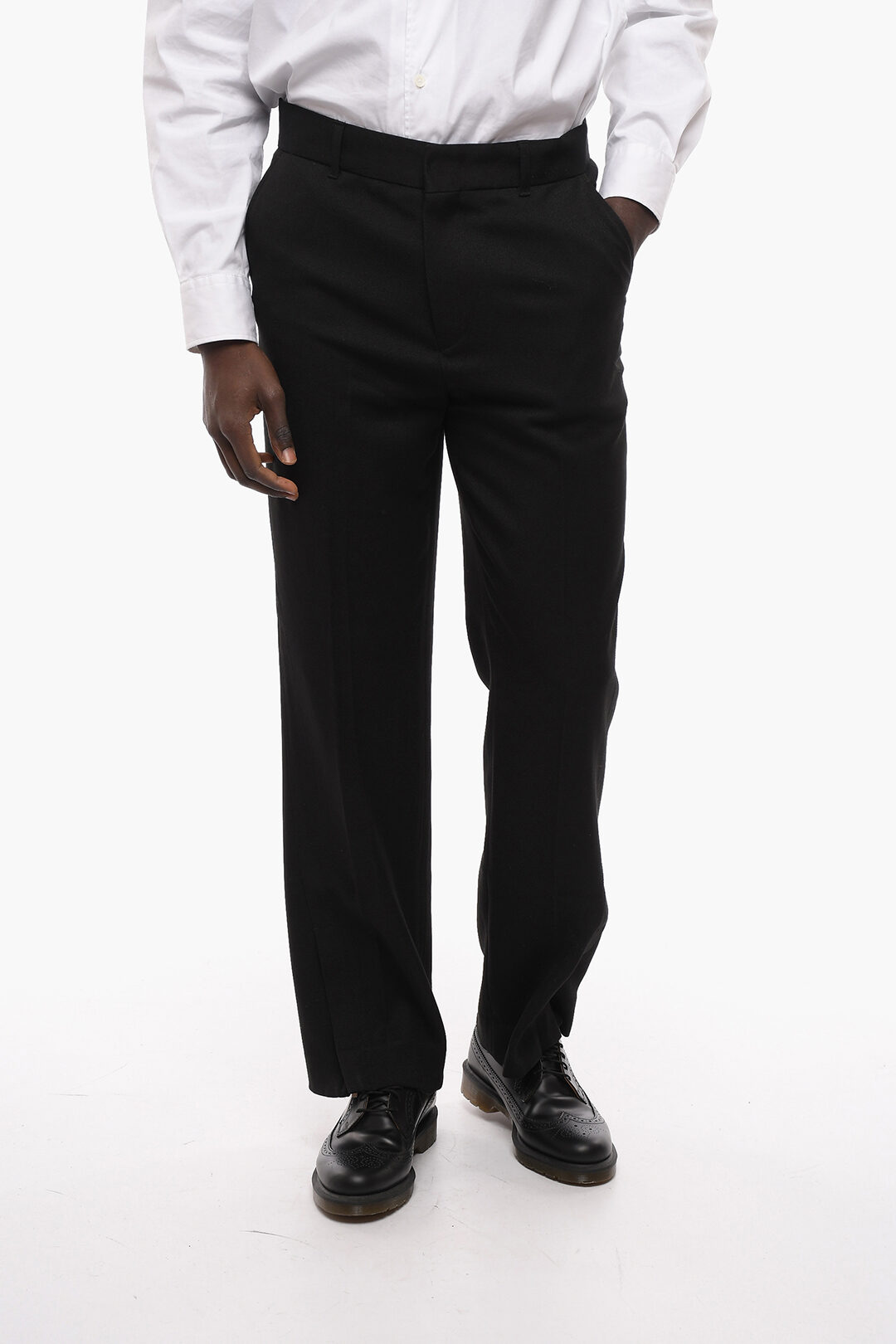 Formal black pants in textured fabric | The Kooples - US