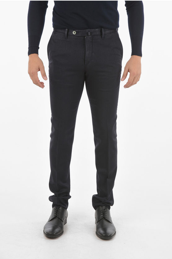 Corneliani 4 Pocket Twill Wool Pants With Belt Loops In Black
