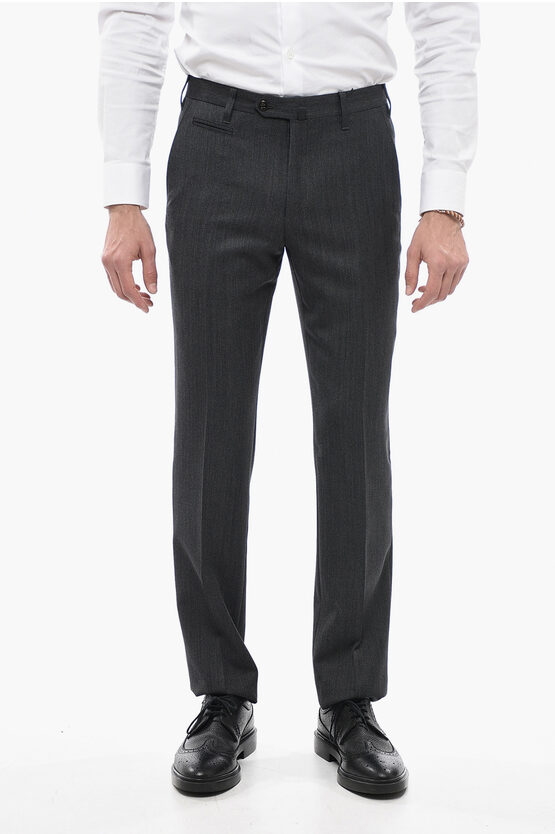 Corneliani 4 Pocket Virgin Wool Pants With Belt Loops In Black
