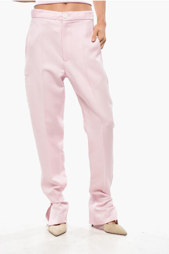 Setchu 4-pocket Wool Blend Pants With Buttoned Bottom In Purple