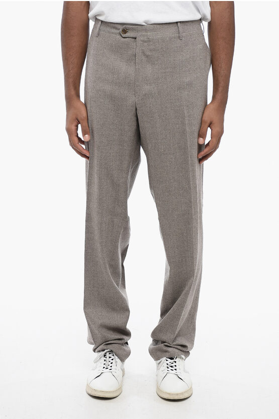 Shop Corneliani 4-pocketed Academy Virgin Wool Pants