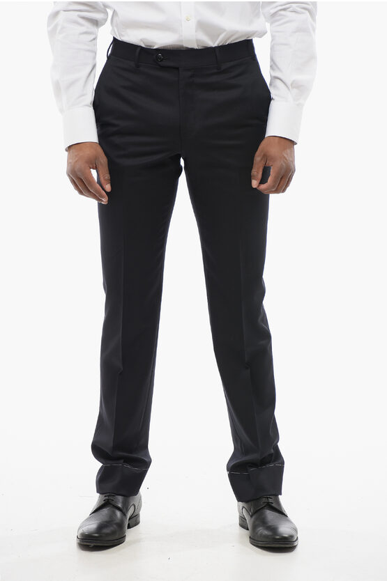 Corneliani Stretch Wool Academy Pants With Pin Check Motif