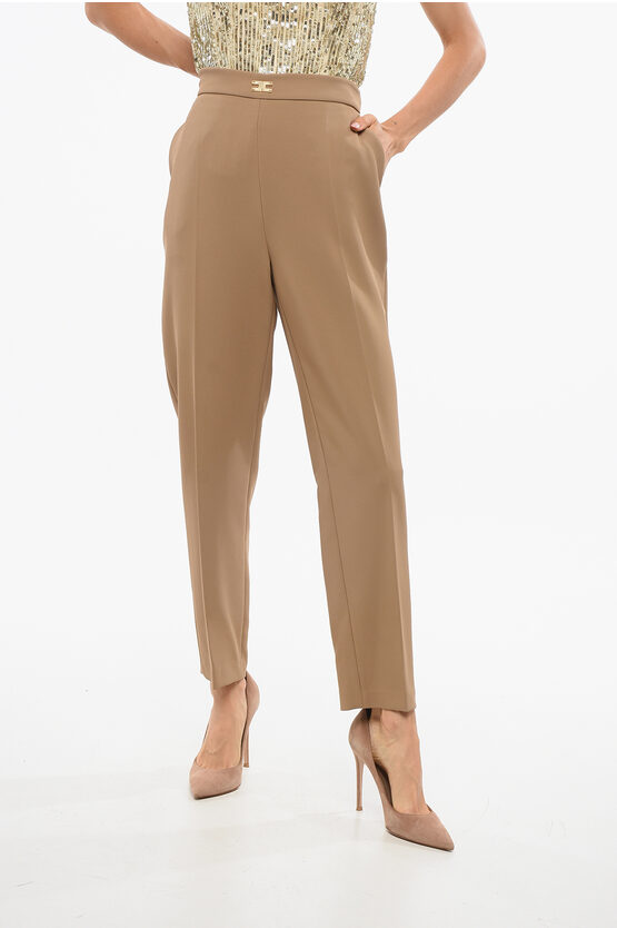Elisabetta Franchi 4-pocketed Pants With Side Zip In Brown