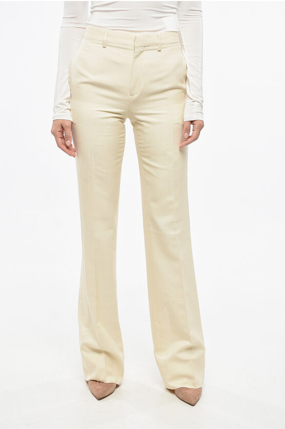 Celine 4-pocketed Silk Pants With Belt Loops Grösse 40 In White