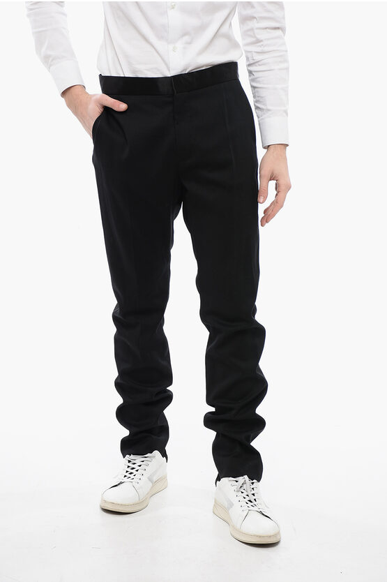 Balmain 4-pocketed Wool Blend Pants With Satin Details