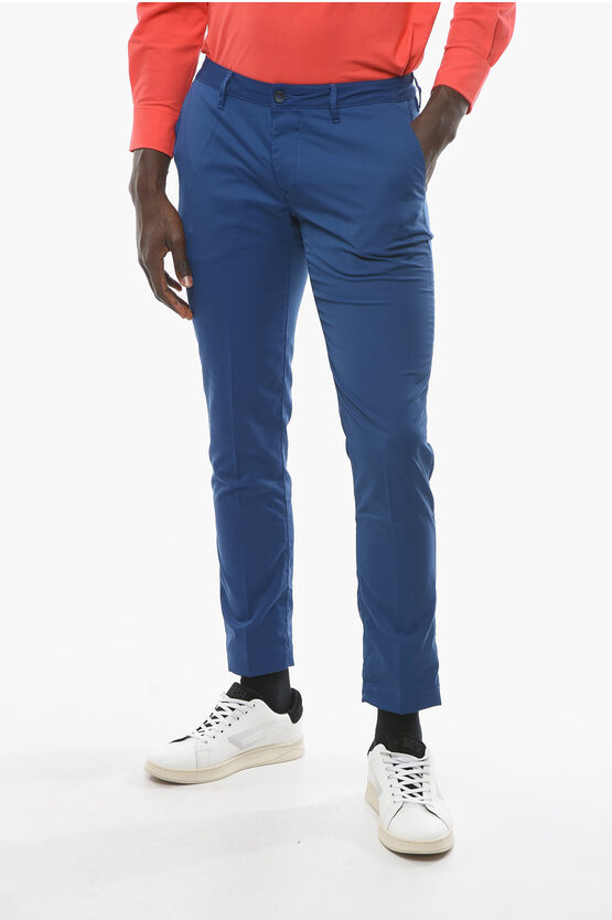 Cruna 4 Pockets Newtown Pants With Visible Stiching In Blue