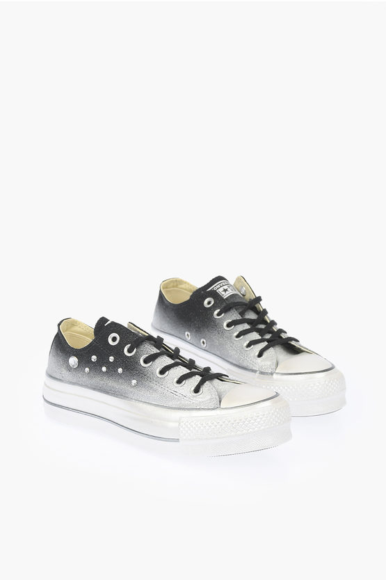 Converse 4cm Glittered Sneakers With Platform In Black