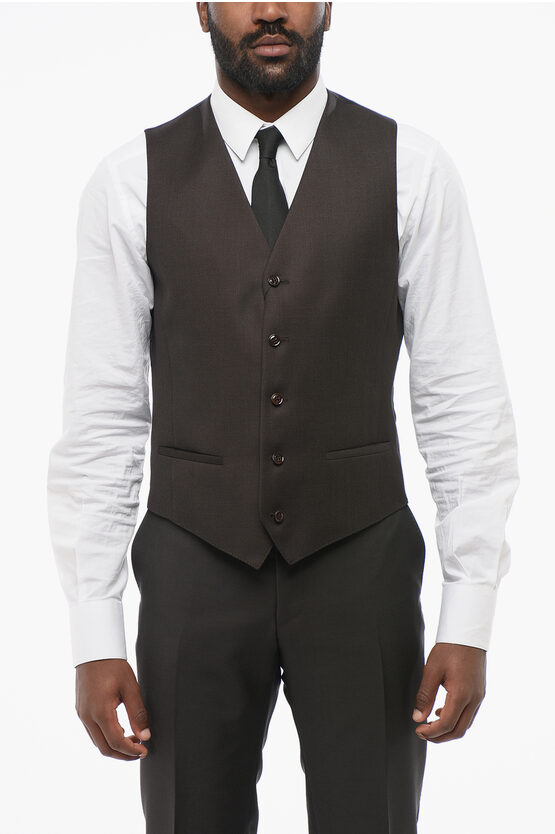 Corneliani 5 Buttons Reset Wool Vest With Jetted Pockets Grösse 54