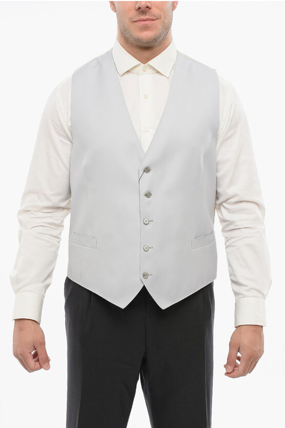 Corneliani 5 Buttons Wool Vest With Jet Pockets