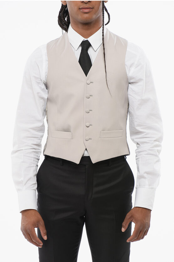 Corneliani 5 Buttons Wool Vest With Jetted Pockets Grösse 44