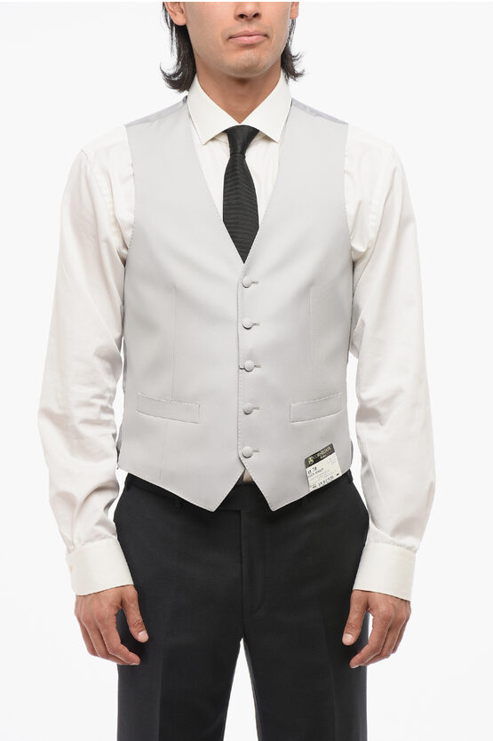 Corneliani 5 Buttons Academy Wool Vest With Jetted Pockets