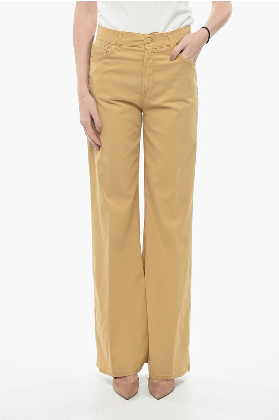 Dondup 5 Pocket Amber Stretch Palazzo Trousers In Brown