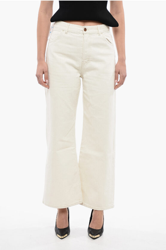 Chloé 5 Pocket Cotton Blend Palazzo Trousers In White