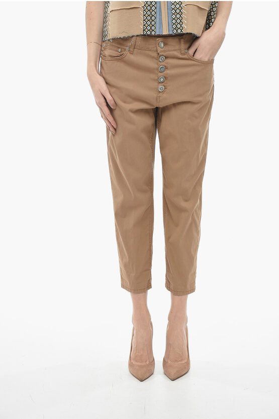 Dondup 5 Pocket Koons Stretch Fabric Pants In Brown