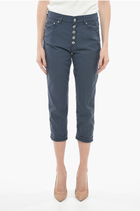 Dondup 5 Pocket Koons Stretch Fabric Pants In Blue