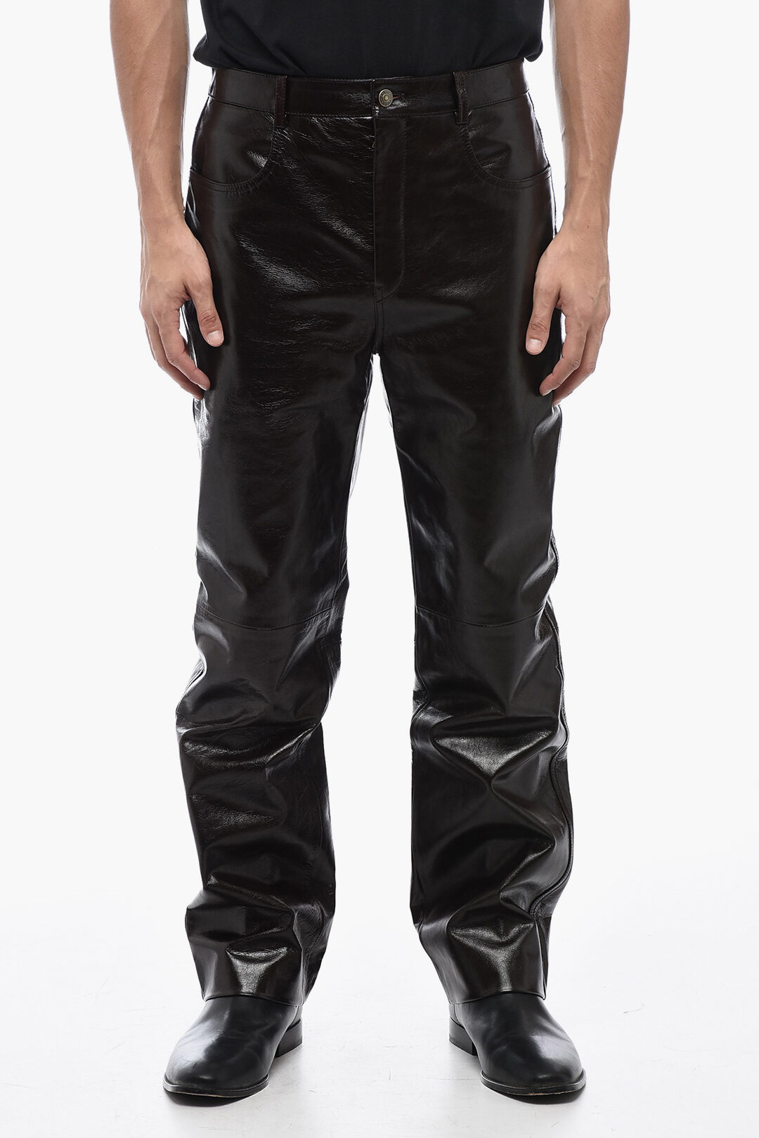 Gucci 5 Pocket Lambskin Pants with Belt Loops men Glamood Outlet