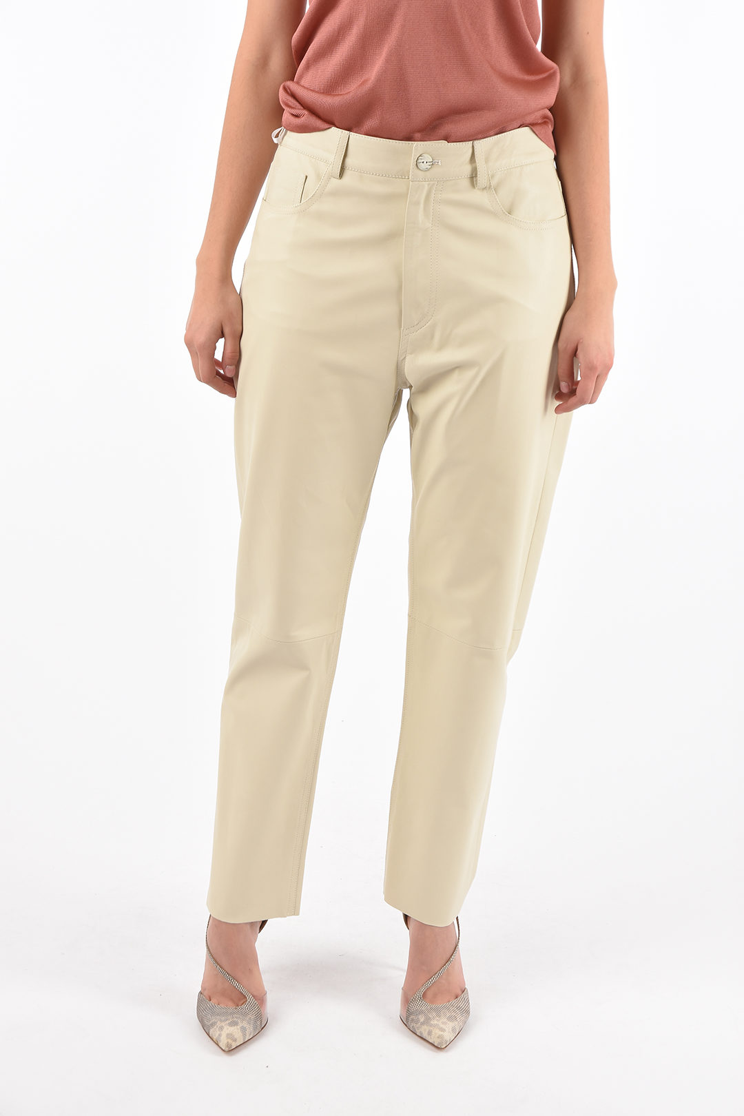 DROMe 5 Pocket Leather Pants with Belt Loops women - Glamood Outlet