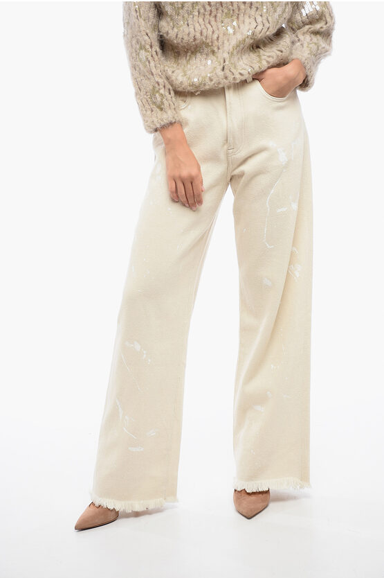 R13 5-pocket Straight Fit Cotton Pants In White