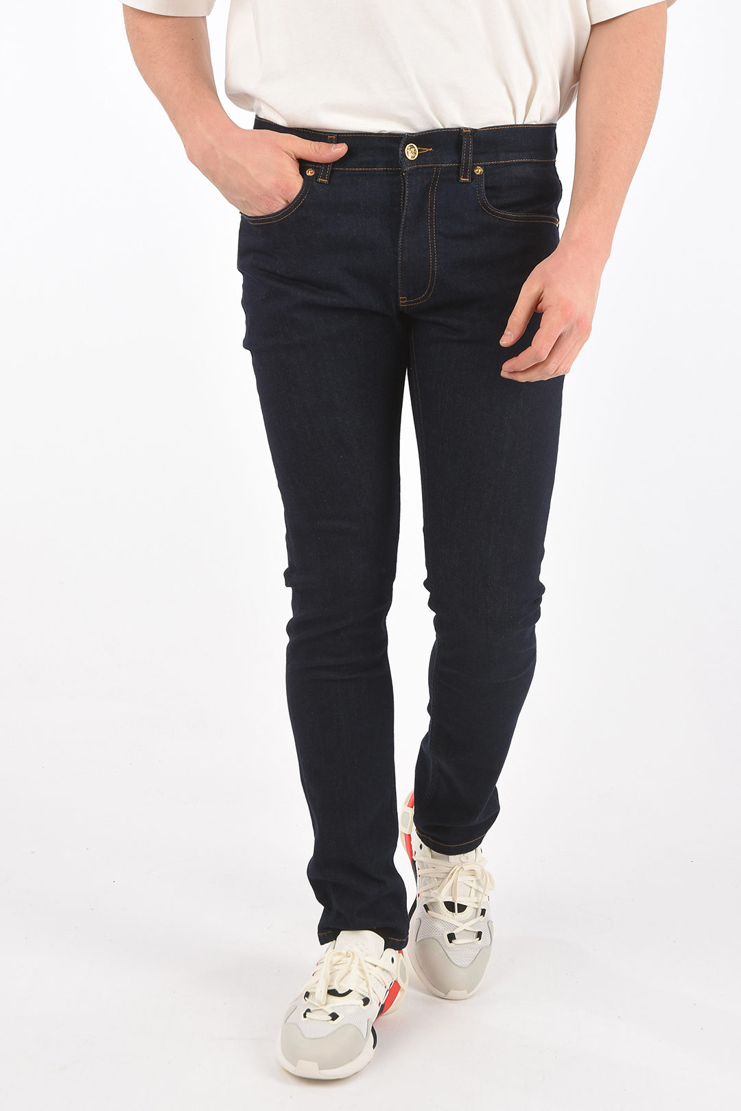 Versace 5 Pocket Stretch Denims with Patches men Glamood Outlet