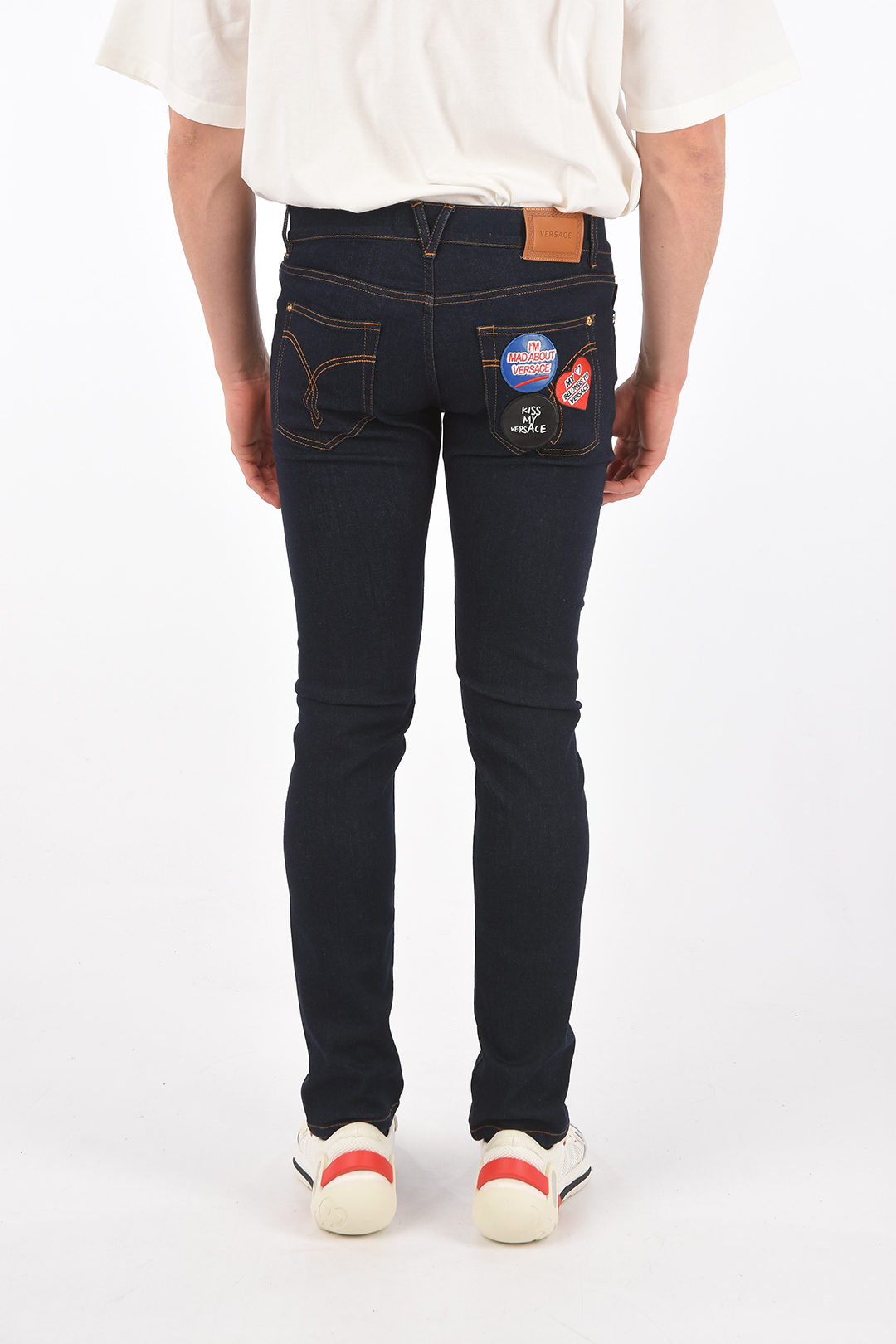 Versace 5 Pocket Stretch Denims with Patches men Glamood Outlet