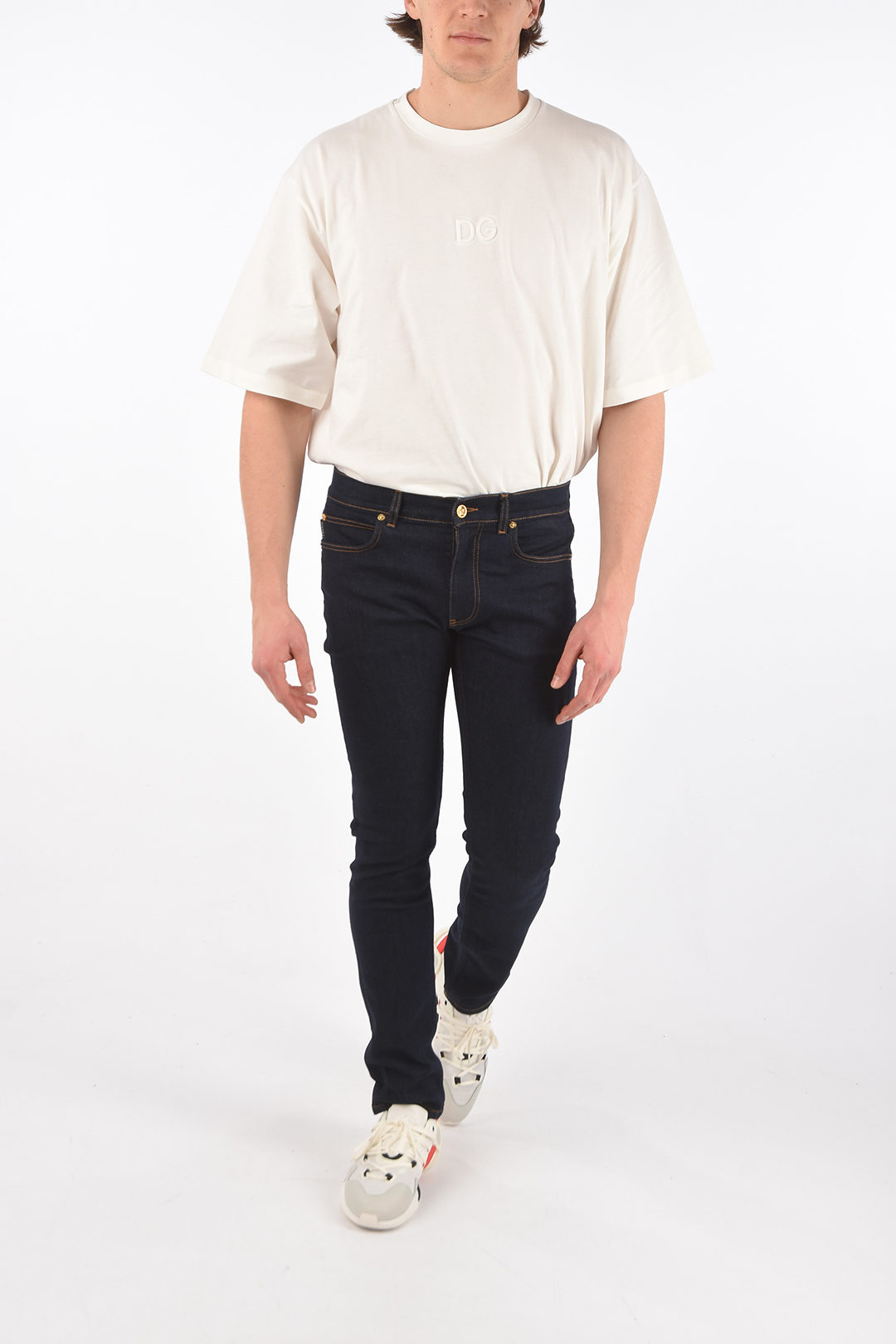 Versace 5 Pocket Stretch Denims with Patches men Glamood Outlet