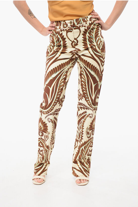 Etro 5-pocketed Floral Patterned Denim Pants