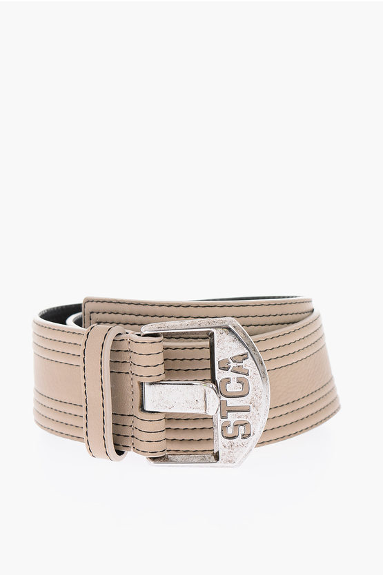 Just Cavalli 55mm Leather Belt In Neutral