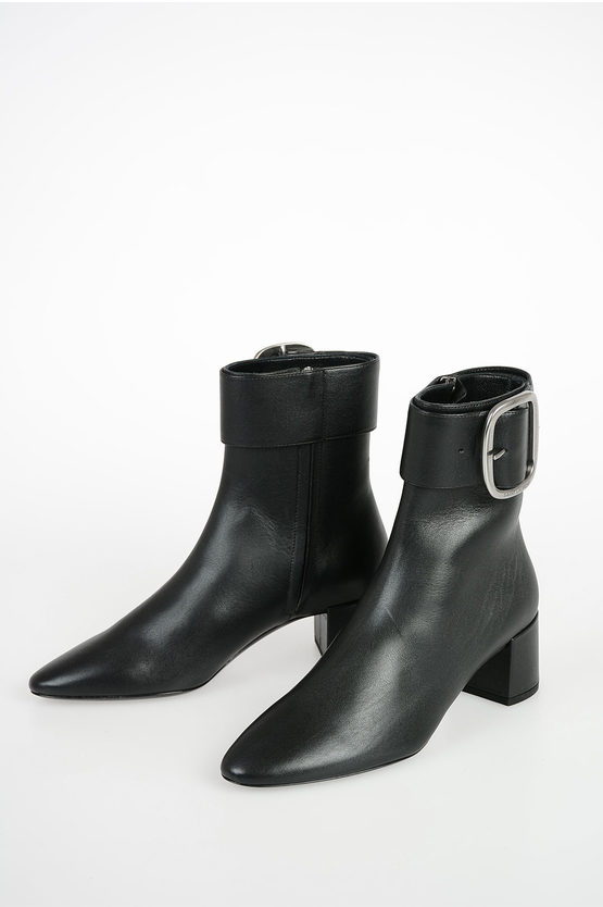 Saint Laurent 5cm Leather Ankle Boots In Black