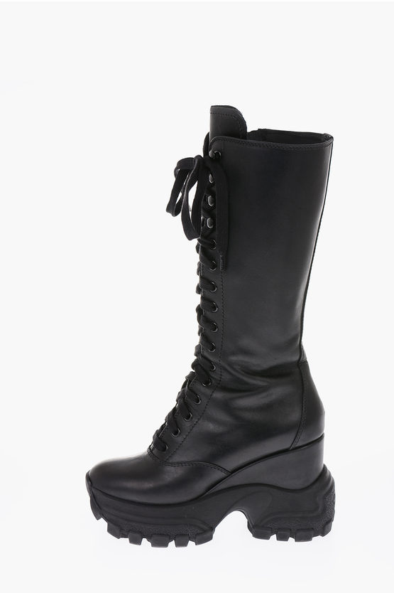Miu Miu 6cm leather Combat boots with track sole women Glamood