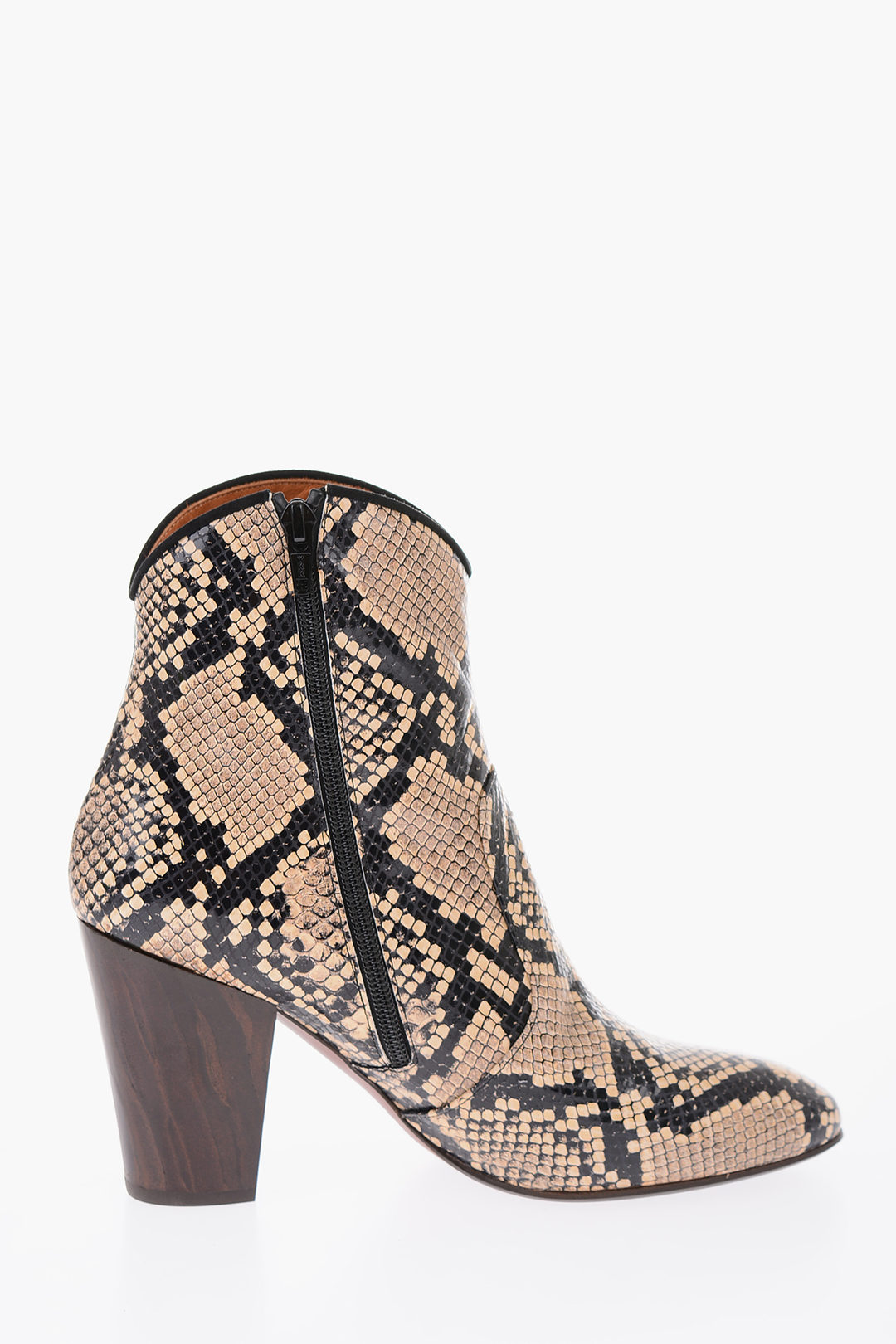 9.5cm snake print leather ELVIA Booties