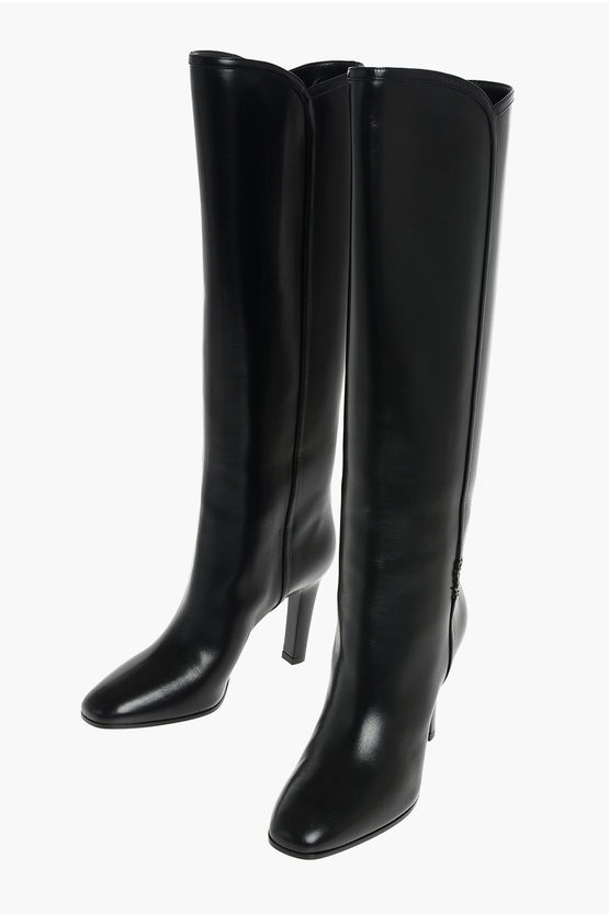 Shop Saint Laurent 9cm Leather Jane Pull On Boots