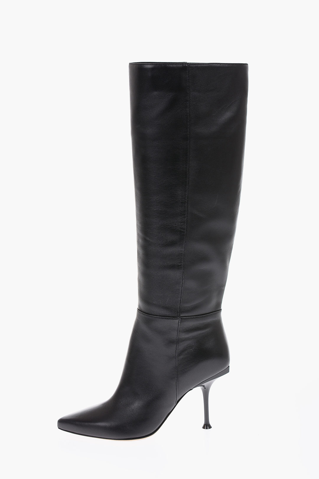 Sergio Rossi Graue Hohe Stiefel 9cm Leather Knee Boots With Side Boots