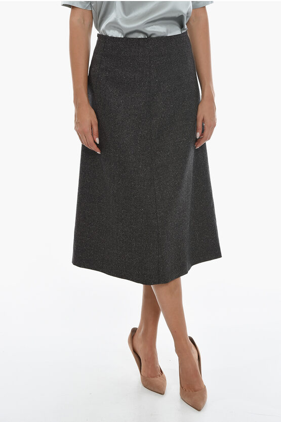 Fabiana Filippi A-line Tweed Longuette Skirt In Gray