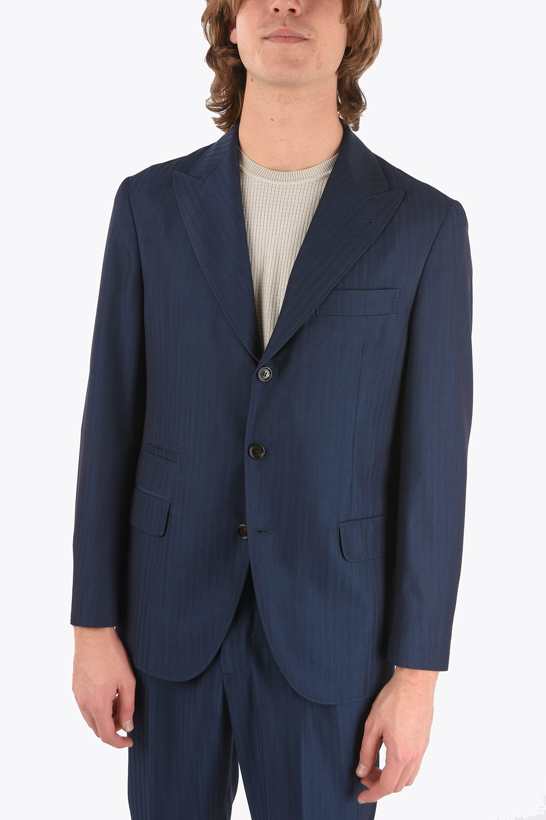 Brunello Cucinelli Abito a Righe Awning con Revers a Lancia uomo