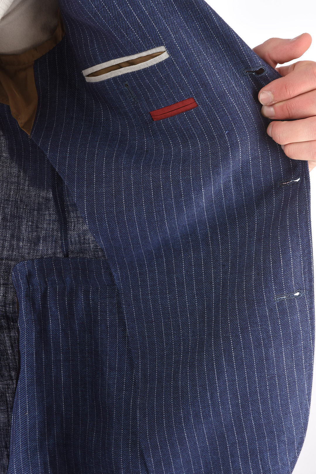 Brunello Cucinelli Abito Gessato Monopetto in Lino con Rever a