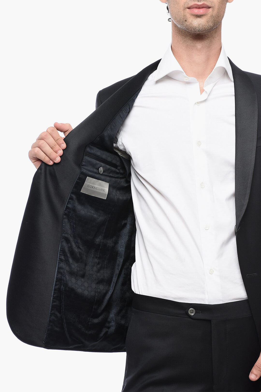 Corneliani Abito in Lana CERIMONIA ACADEMY con Rever a Scialle in