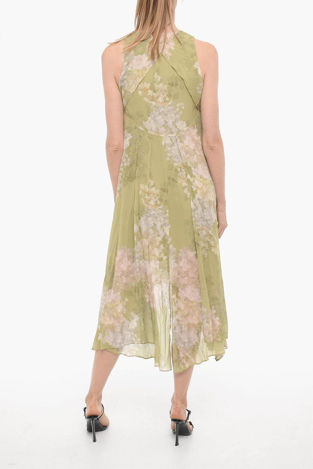 Abito cerimonia verde maxi elegante con strascico – Novari Milano