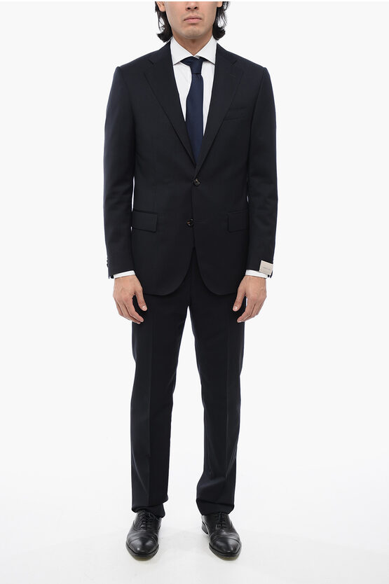 Shop Corneliani 2 Button Leader Virgin Wool Suit With Flap Pockets