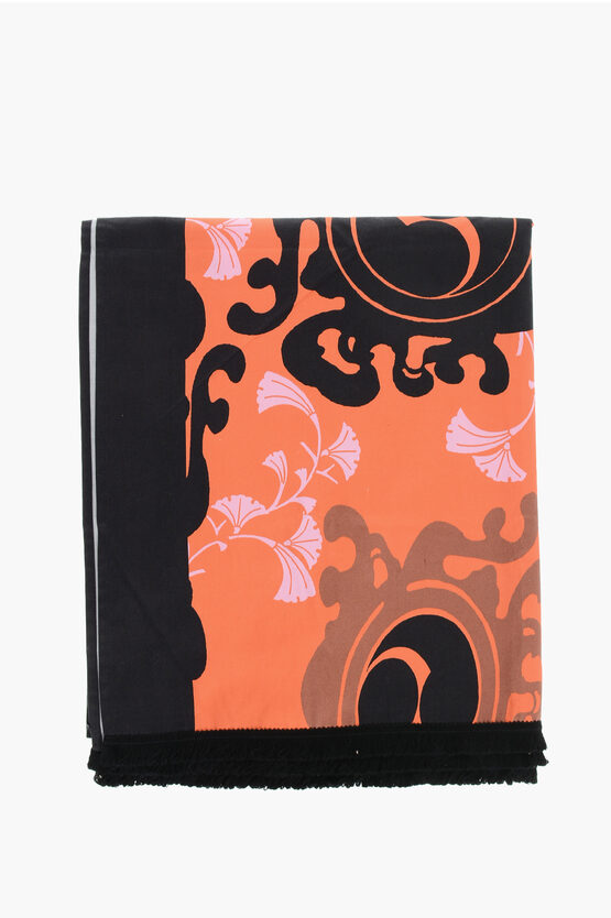 Dsquared2 Abstract Patterned Cotton Beach Towel In Orange