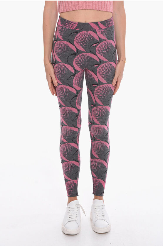 Prada Abstract Patterned Wool Blend Leggings In Pink
