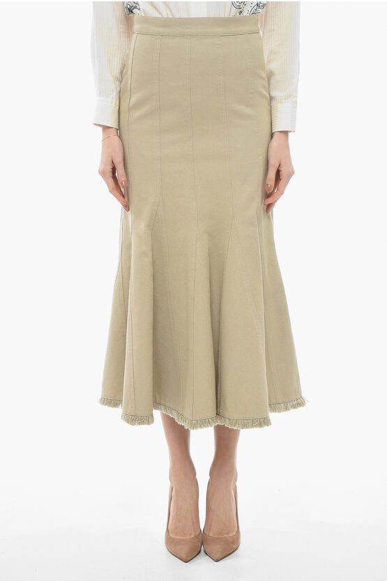 Max Mara Pleated High-rise Cotton Midi Skirt In Beige