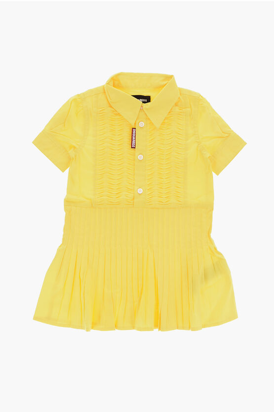 Dsquared2 Kids' Accordin Shirtdress In Yellow