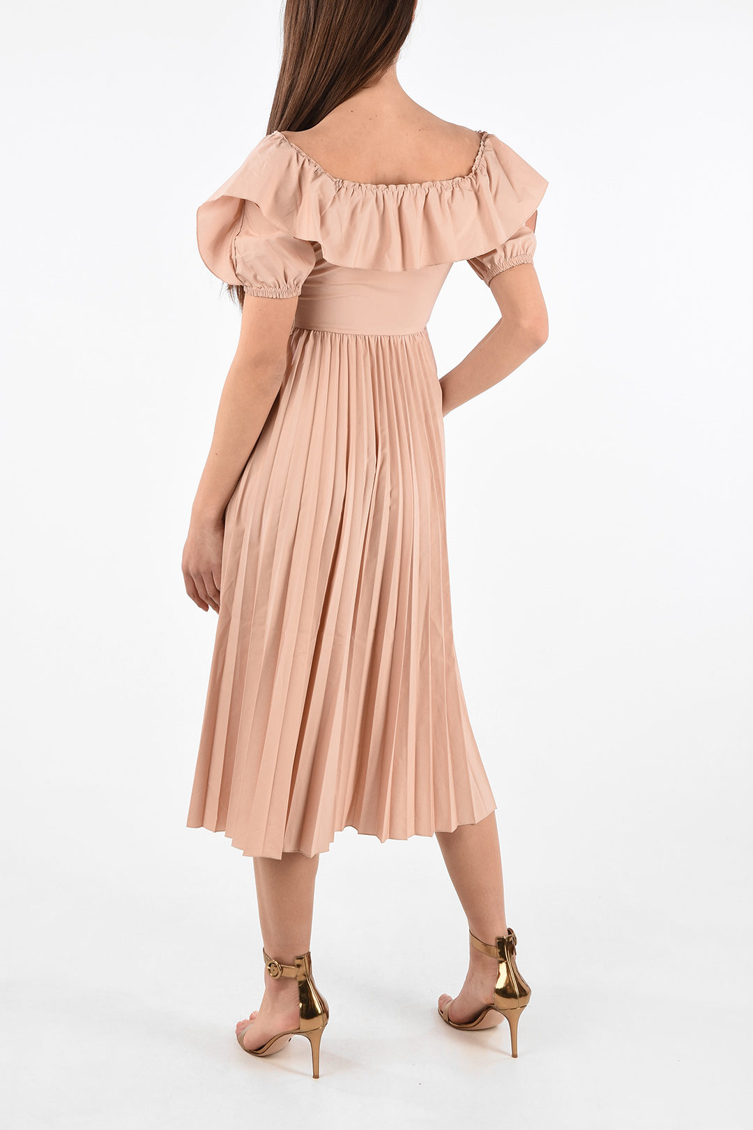 Red Valentino Accordion Dress with Draped Neckline women Glamood Outlet