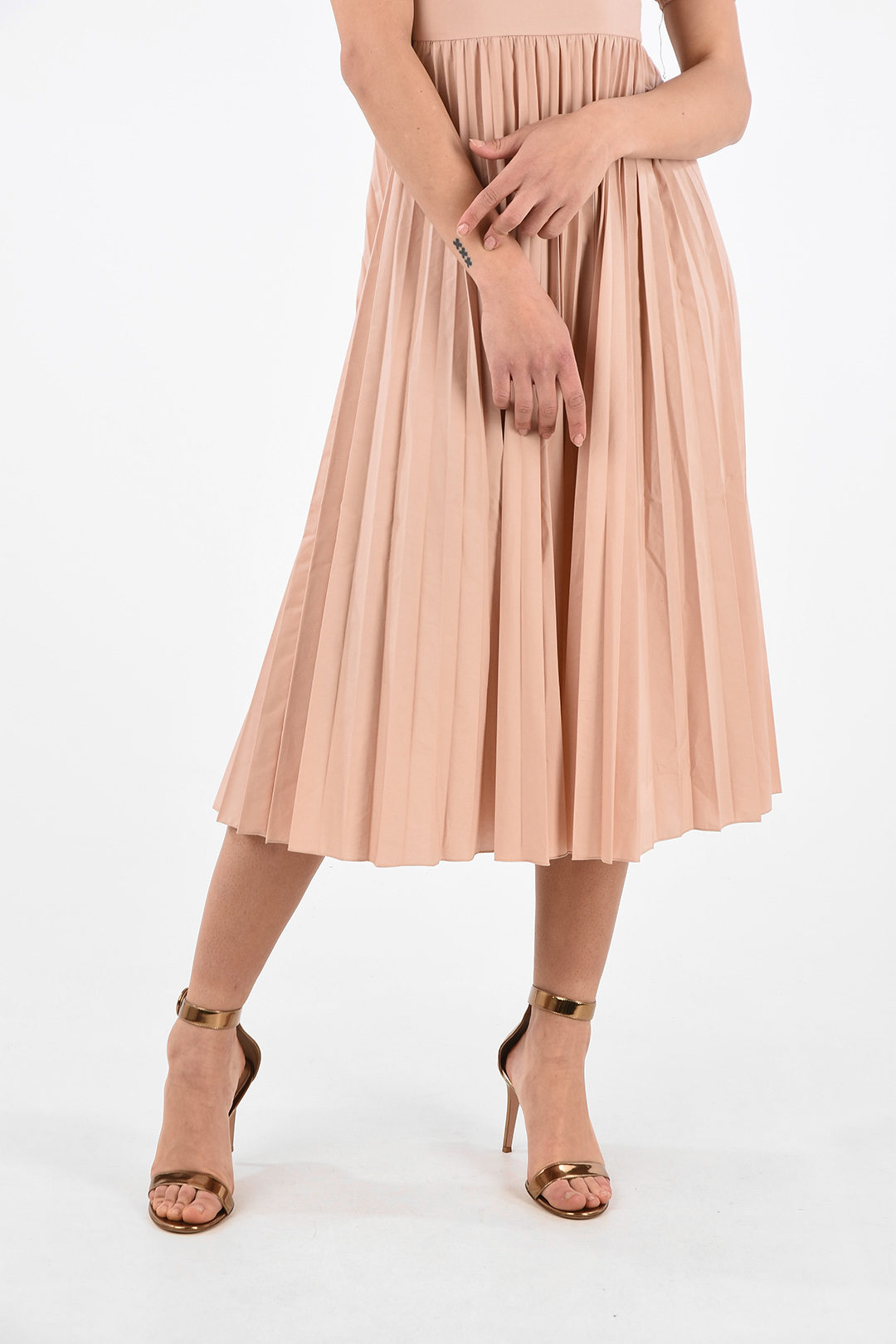 Red Valentino Accordion Dress with Draped Neckline women Glamood Outlet