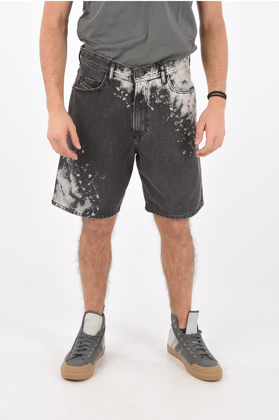 mens acid wash denim shorts