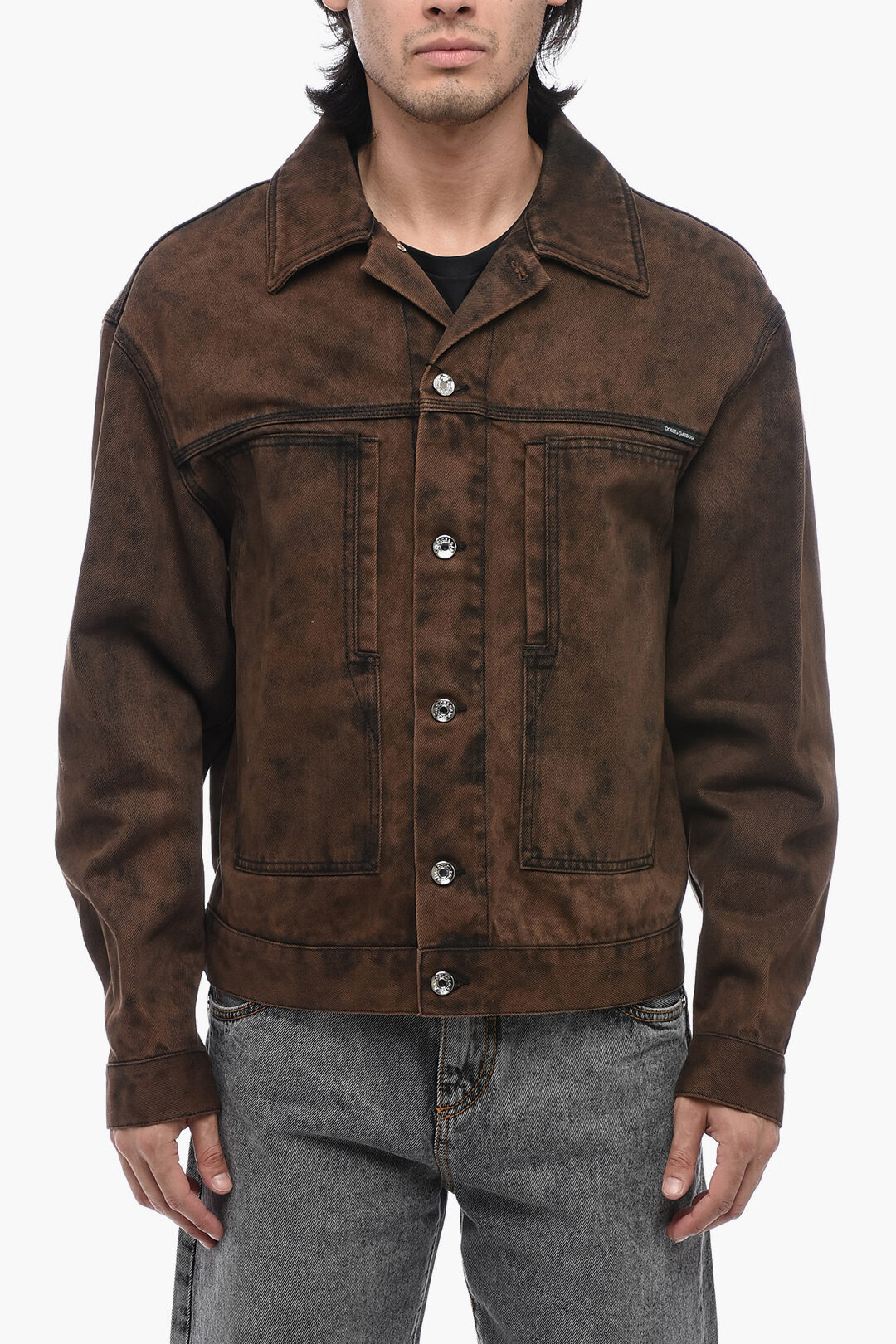 ジャケット・アウター DigiTech Acid Wash Logo Denim Jacket Dolce & Gabbana Acid-Wash Denim Jacket With Logo Application
