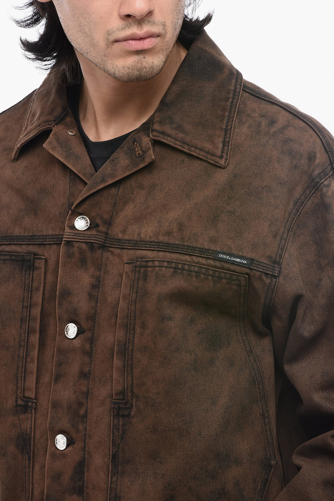 Dolce & Gabbana Acid-Wash Denim Jacket With Logo Application
