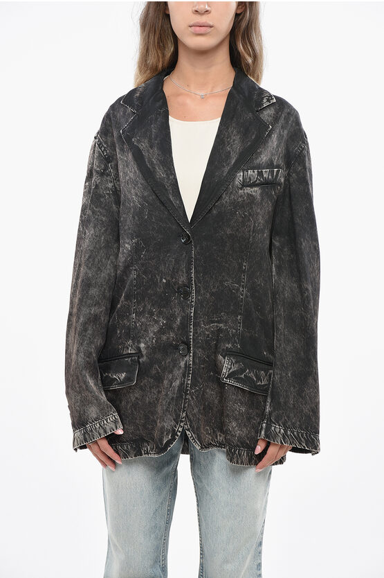 Acne Studios Acid Wash Effect 3 Buttons Blazer With Flap Pockets In Black